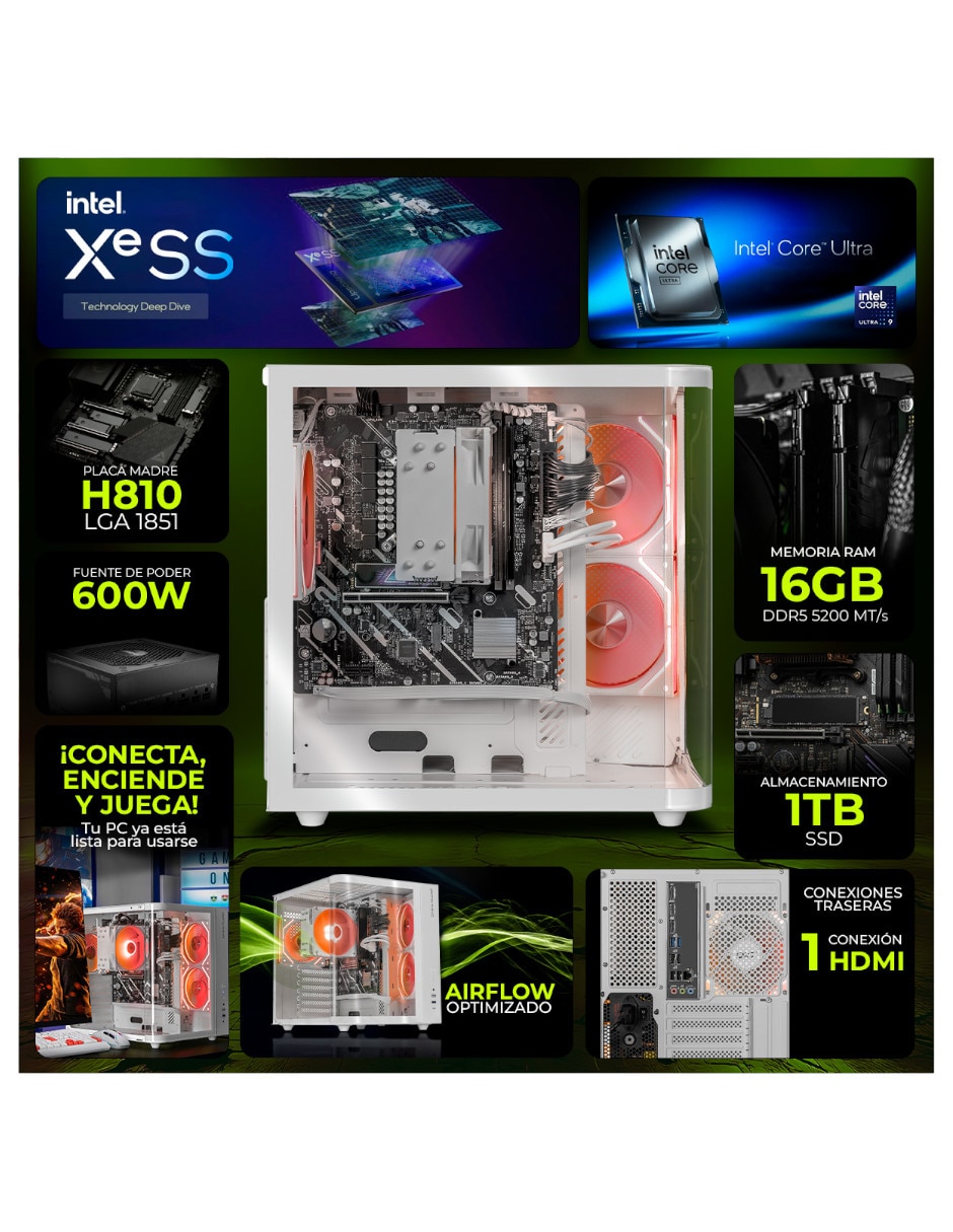 Computadora gamer dxtu916gb5xemtpw 27 pulgadas Full HD Intel core ultra 9 integradas 16 GB RAM 1 TB SSD 9