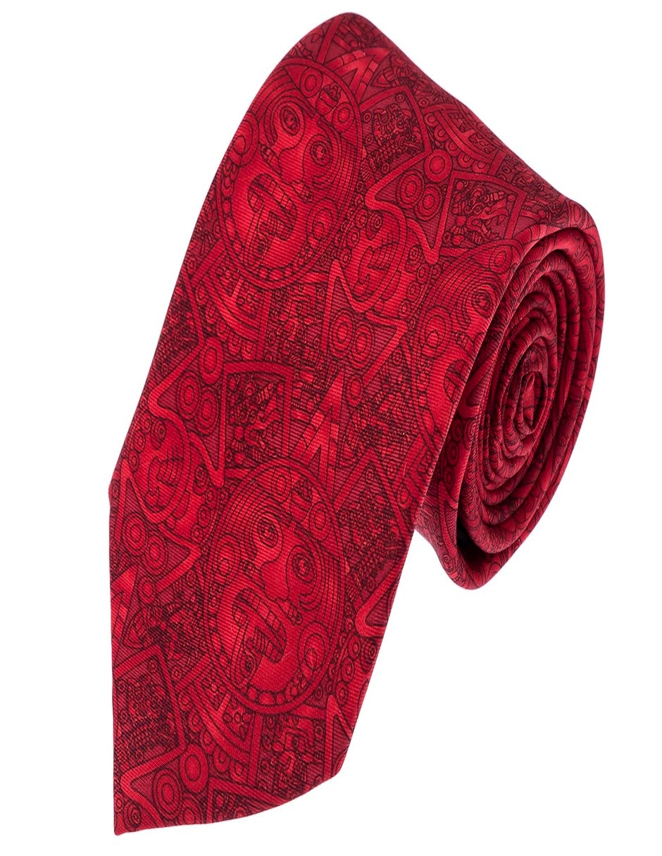 Corbata piedra del sol regular de seda estampado gráfico para