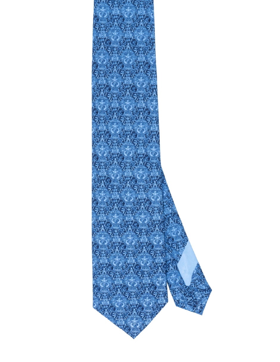 Corbata piedra del sol regular de seda estampado gráfico para