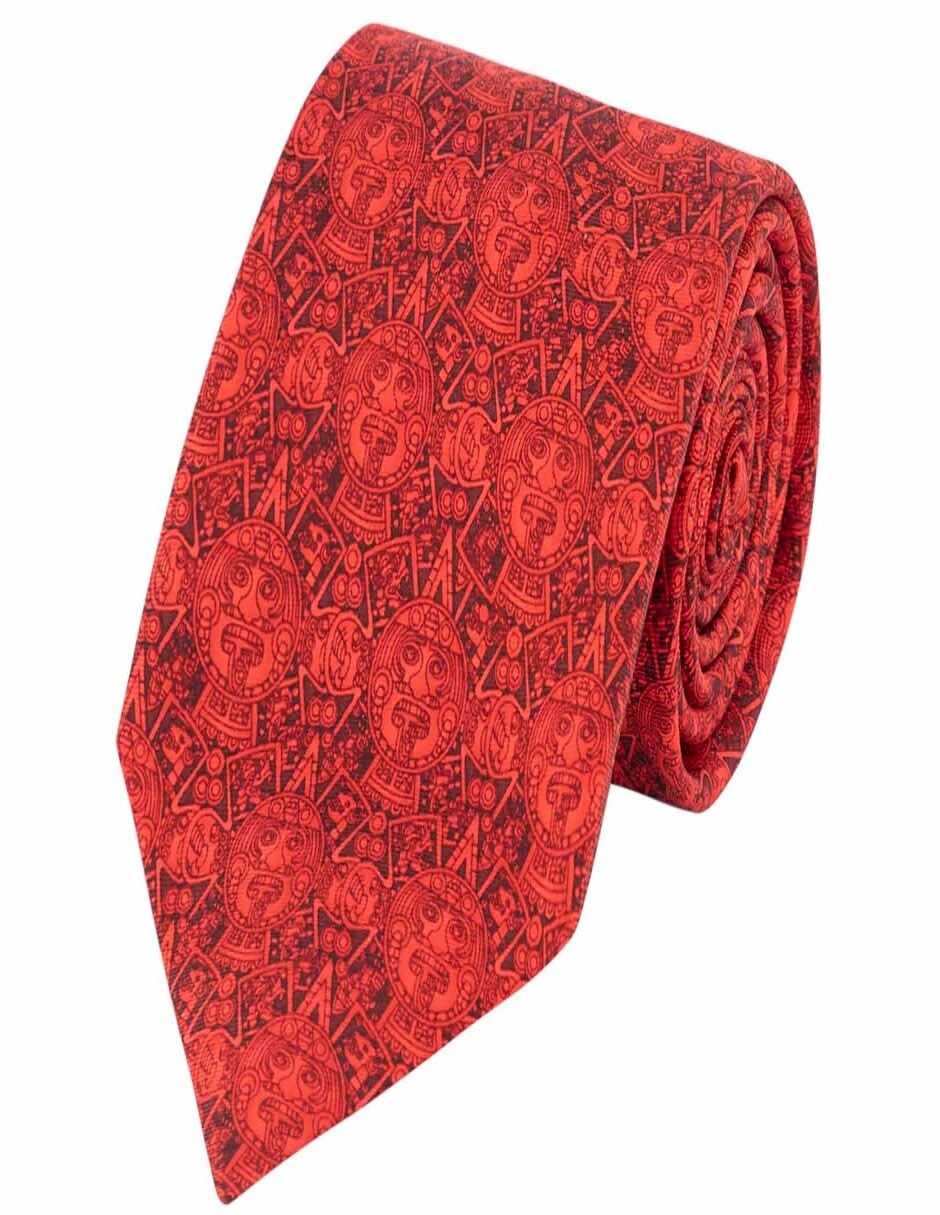 Corbata piedra del sol regular de seda estampado gráfico para