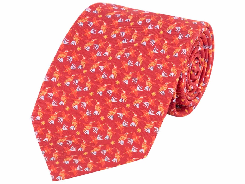 Corbata pineda covalin slim seda roja estampada