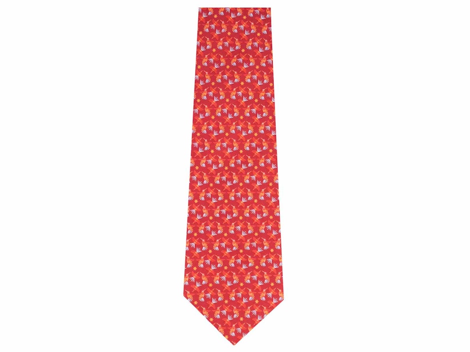 Corbata pineda covalin slim seda roja estampada