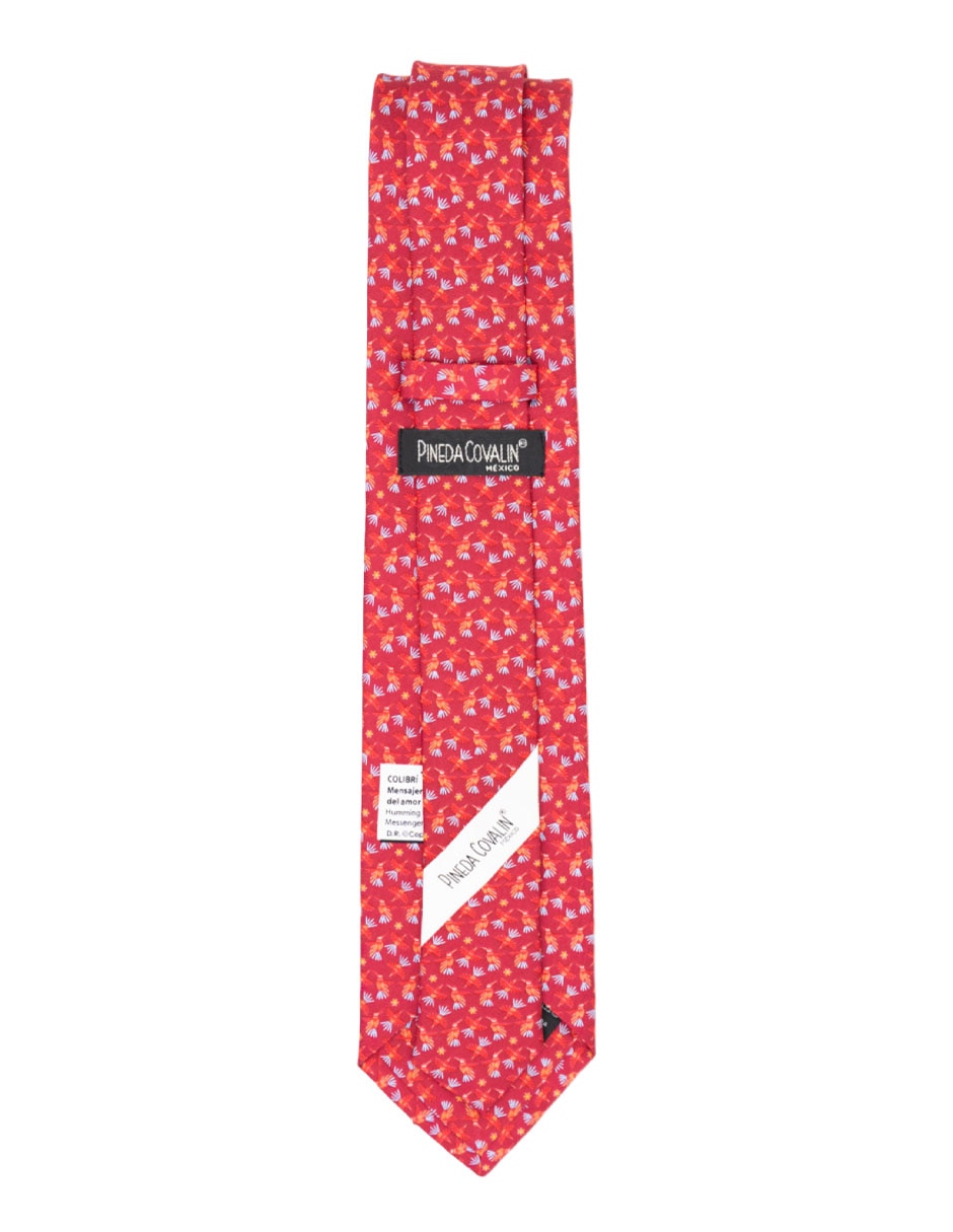Corbata slim seda roja estampada