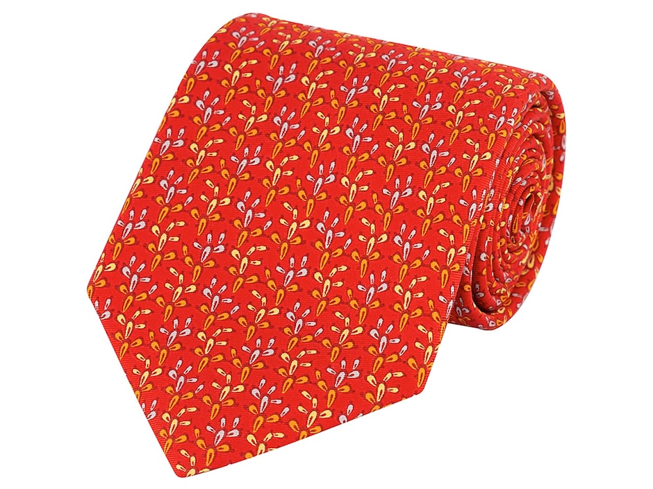 Corbata pineda covalin regular seda roja estampada 1