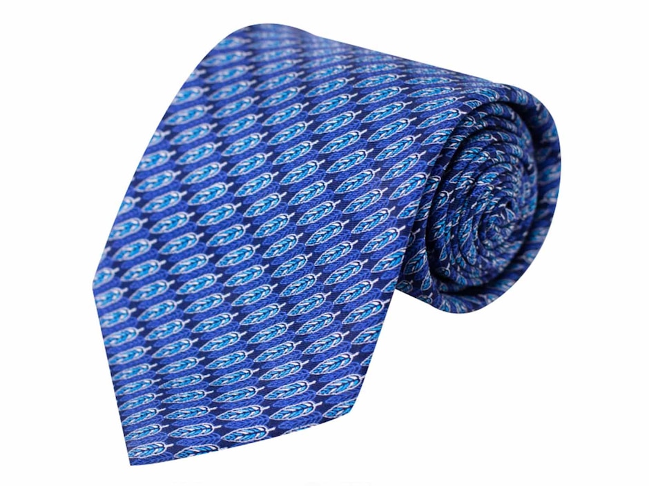 Corbata pineda covalin regular seda azul marino con diseño gráfico