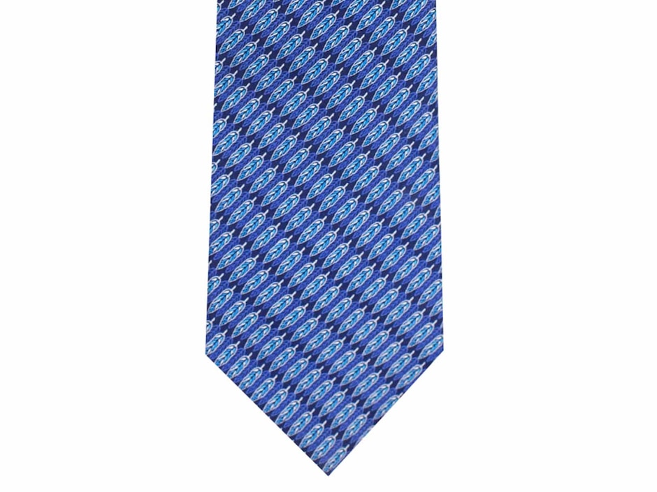 Corbata pineda covalin regular seda azul marino con diseño gráfico