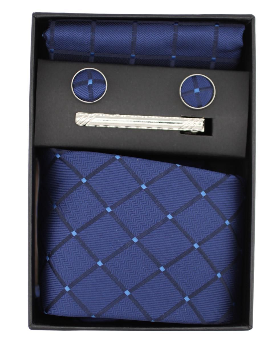 Set de corbata y pañuelo clásica de seda estampado rombos para hombre