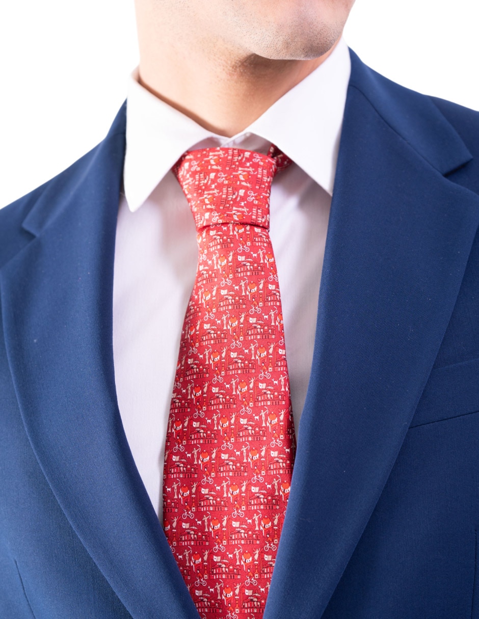 Corbata regular de seda estampado para hombre 3