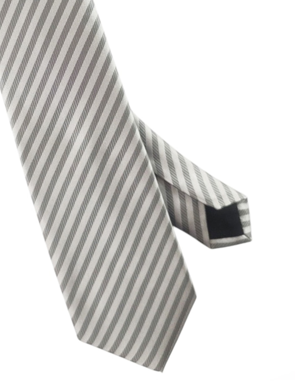 Corbata Kc ny regular de seda estampado a rayas para hombre