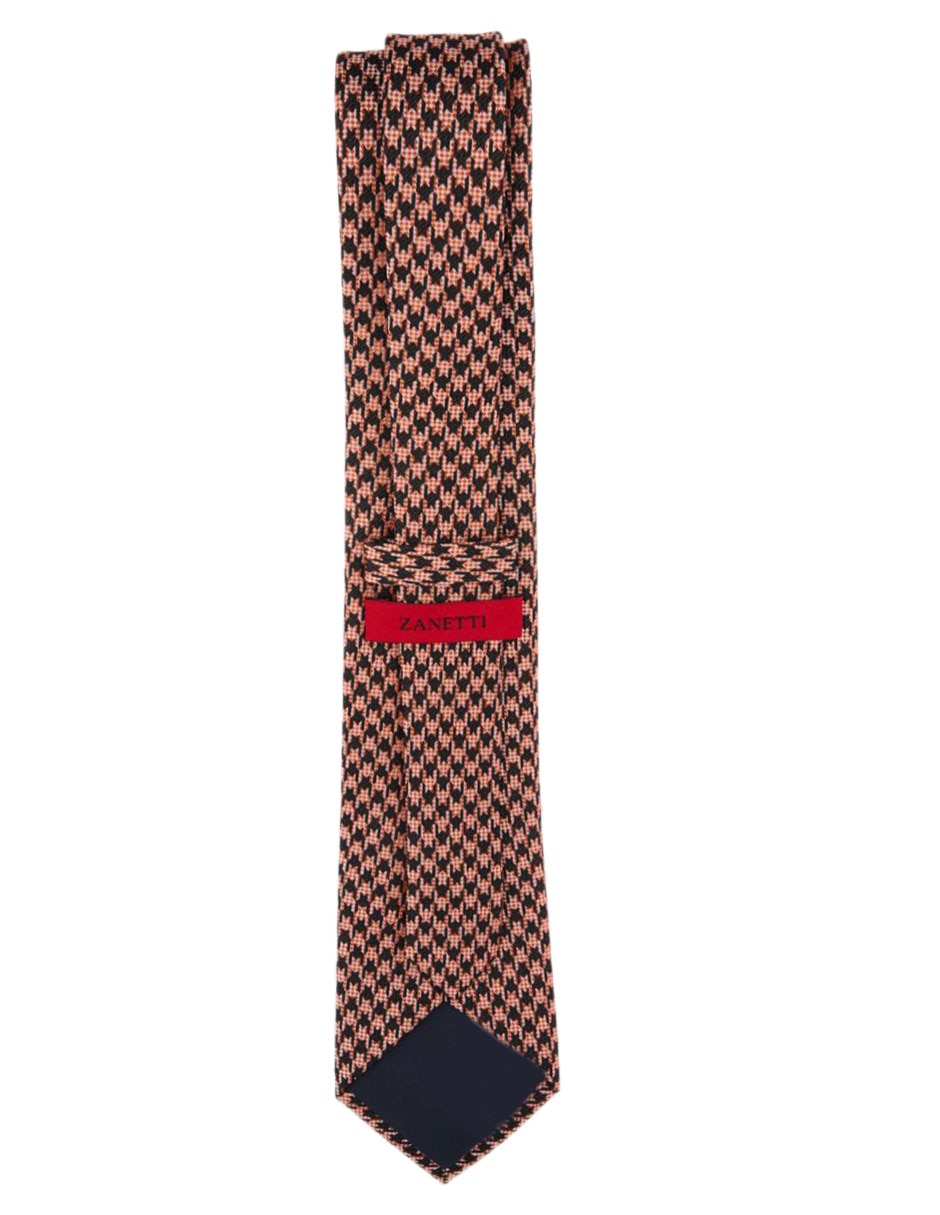 Corbata regular de seda estampado pata de gallo para hombre