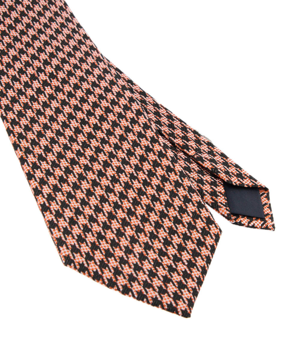 Corbata regular de seda estampado pata de gallo para hombre