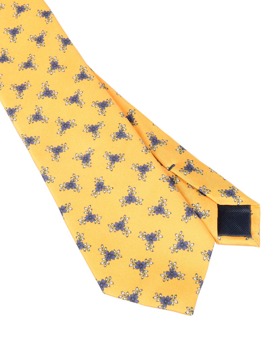 Corbata regular de seda estampado floral para hombre