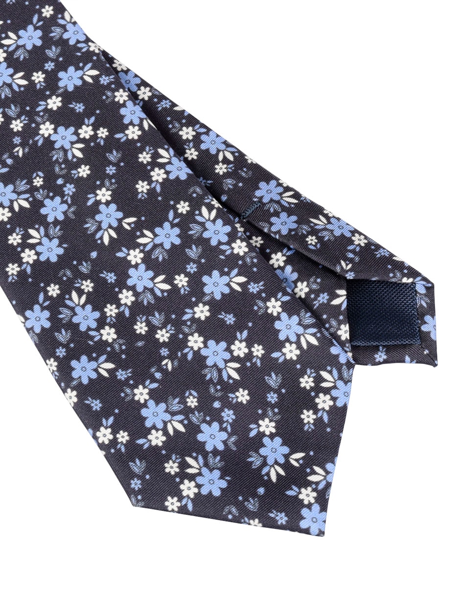 Corbata regular de seda estampado floral para hombre