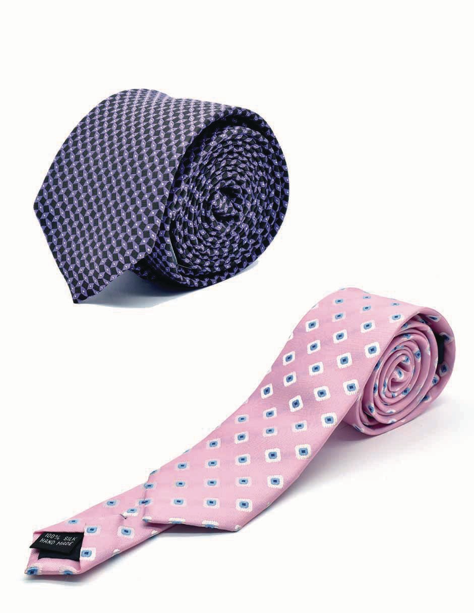Set corbata slim de seda estampado rombos para hombre