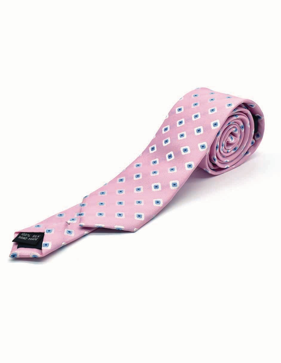Set corbata slim de seda estampado rombos para hombre 5