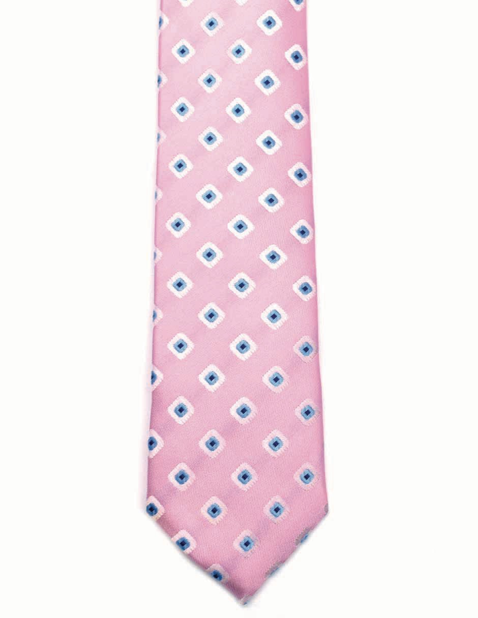 Set corbata slim de seda estampado rombos para hombre