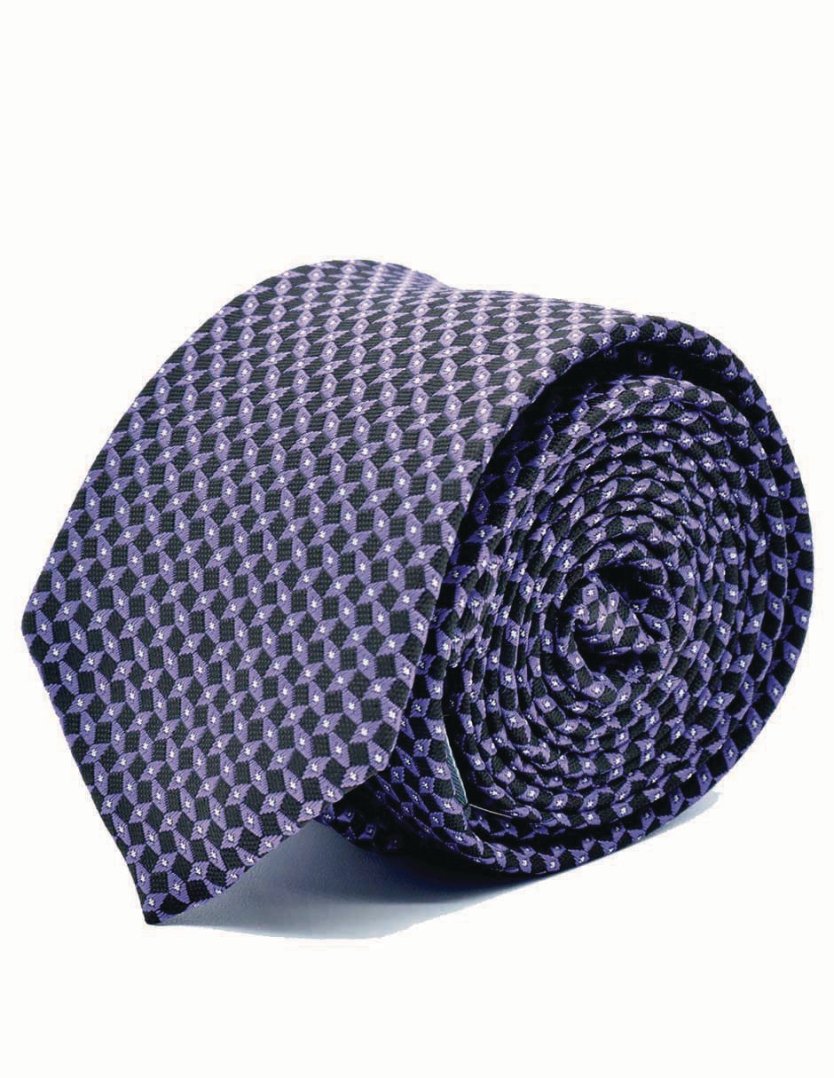Set corbata slim de seda estampado rombos para hombre