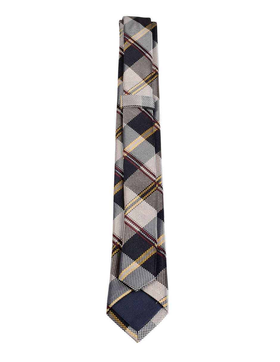 Corbata slim de seda estampado a cuadros para hombre