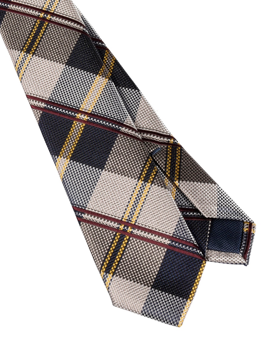 Corbata slim de seda estampado a cuadros para hombre