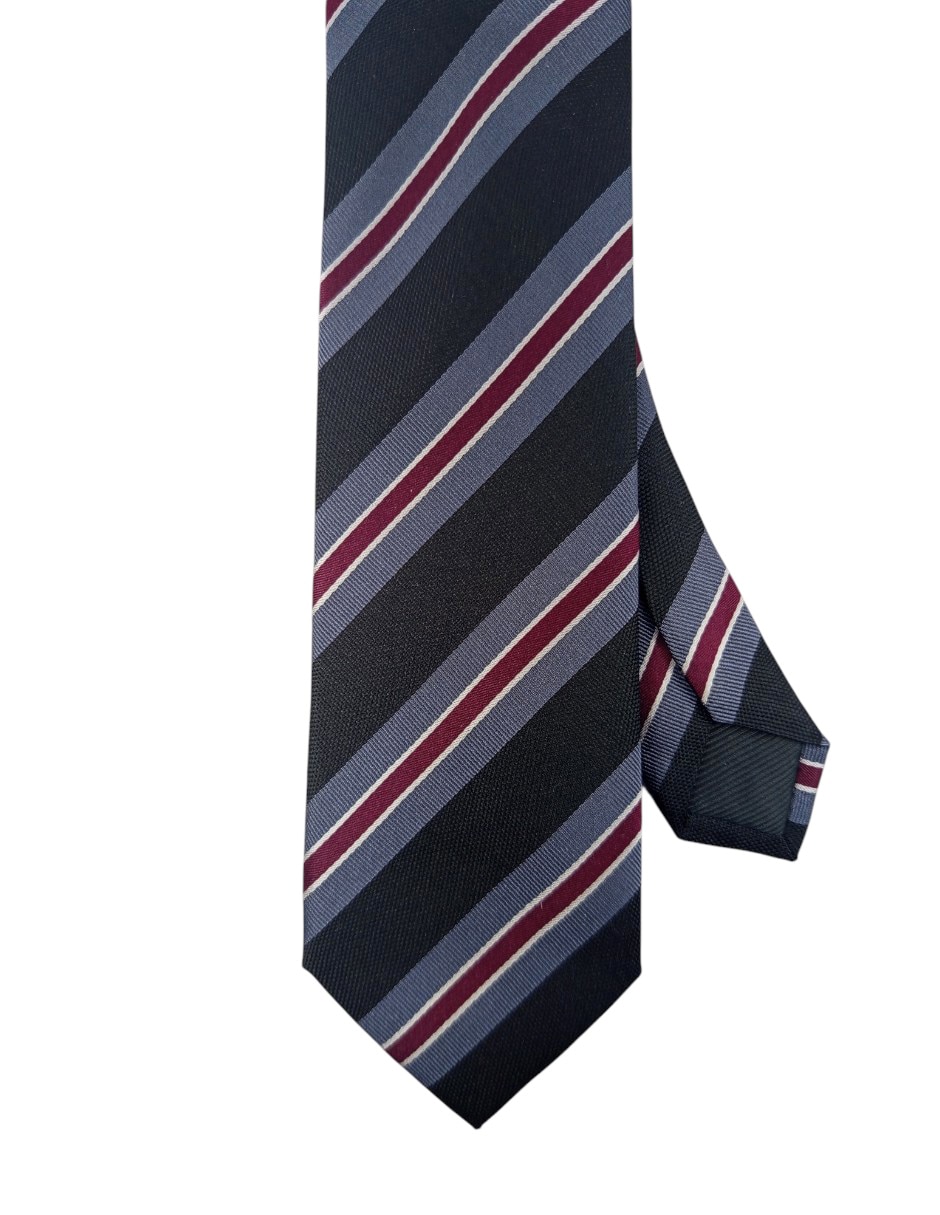 Corbata regular de seda estampado a rayas para hombre