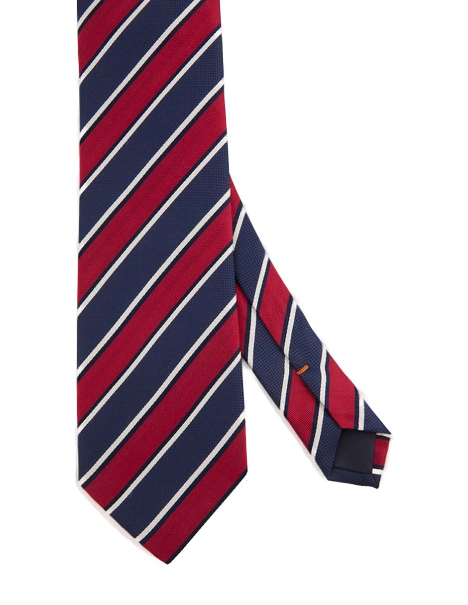 Corbata regular de seda estampado a rayas para hombre 1