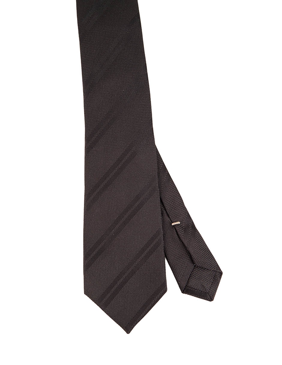 Corbata regular de seda estampado a rayas para hombre 1
