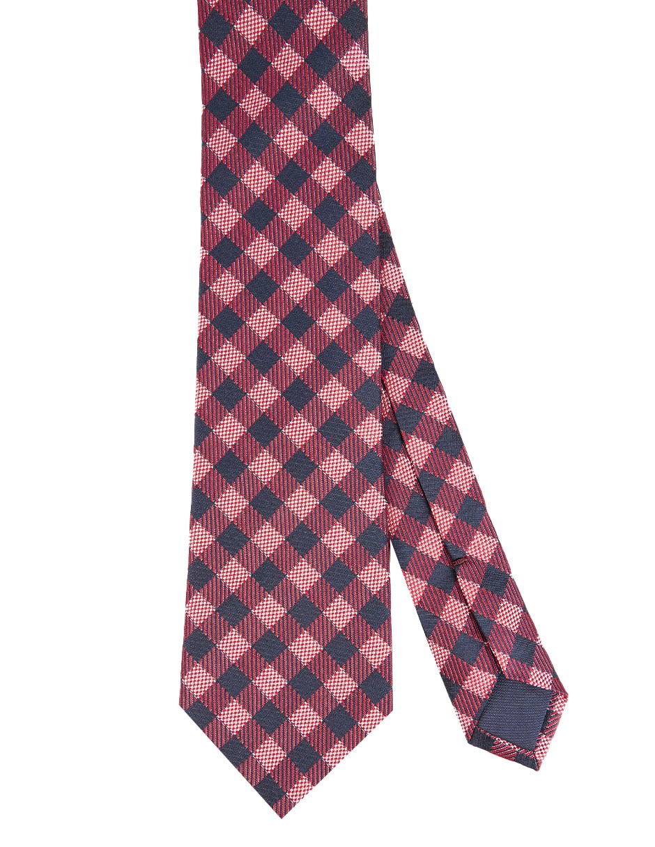 Corbata regular de seda estampado a cuadros para hombre