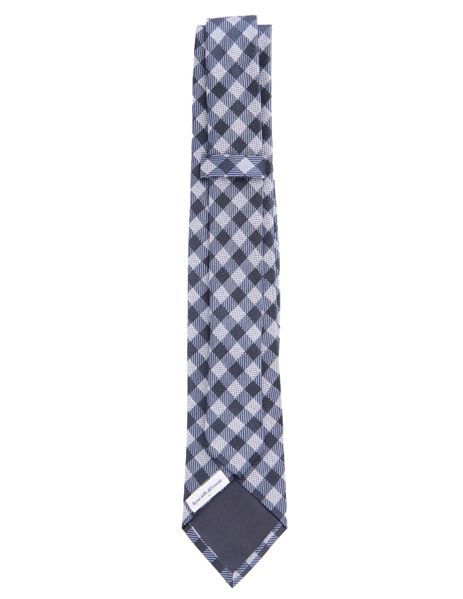 Corbata regular de seda estampado a cuadros para hombre 2