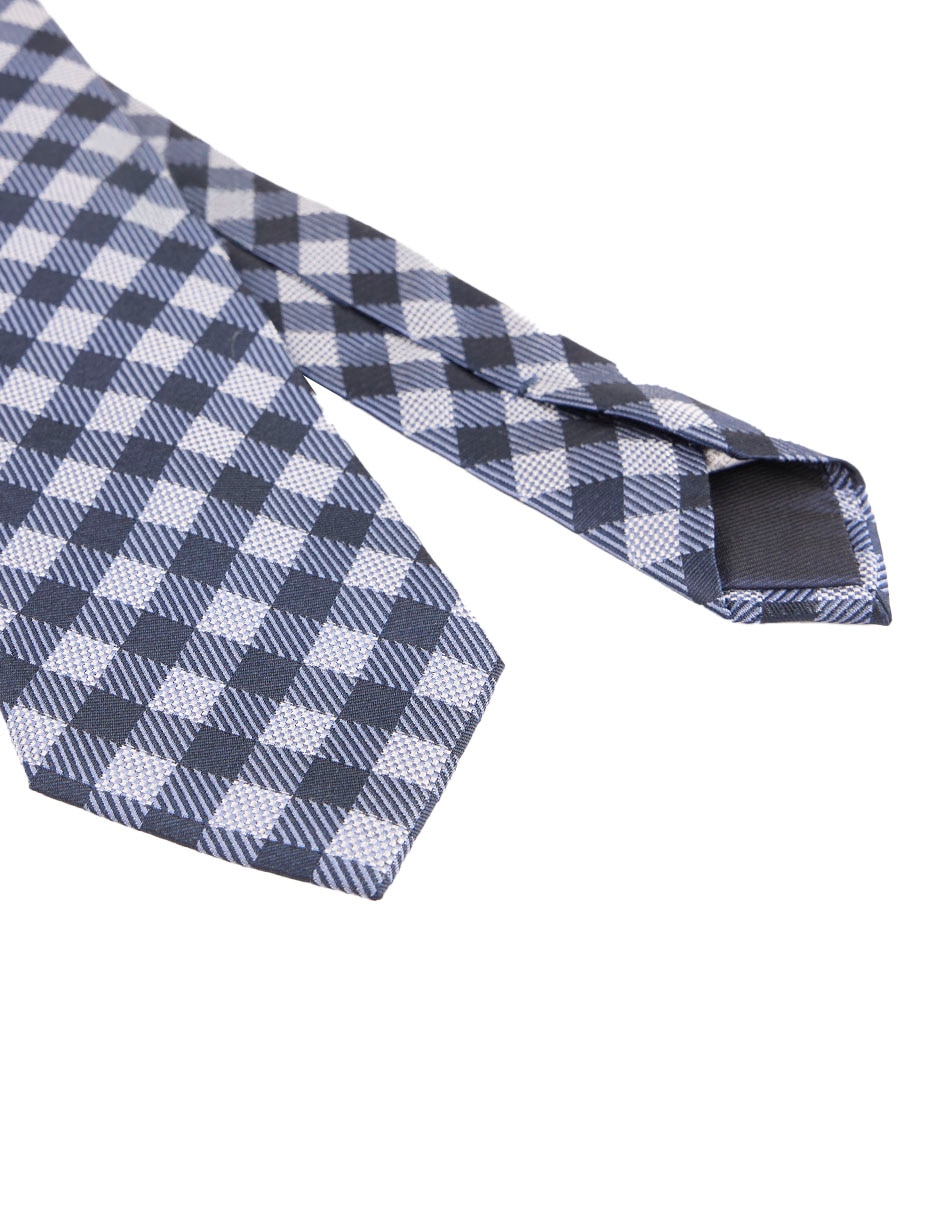 Corbata regular de seda estampado a cuadros para hombre 3