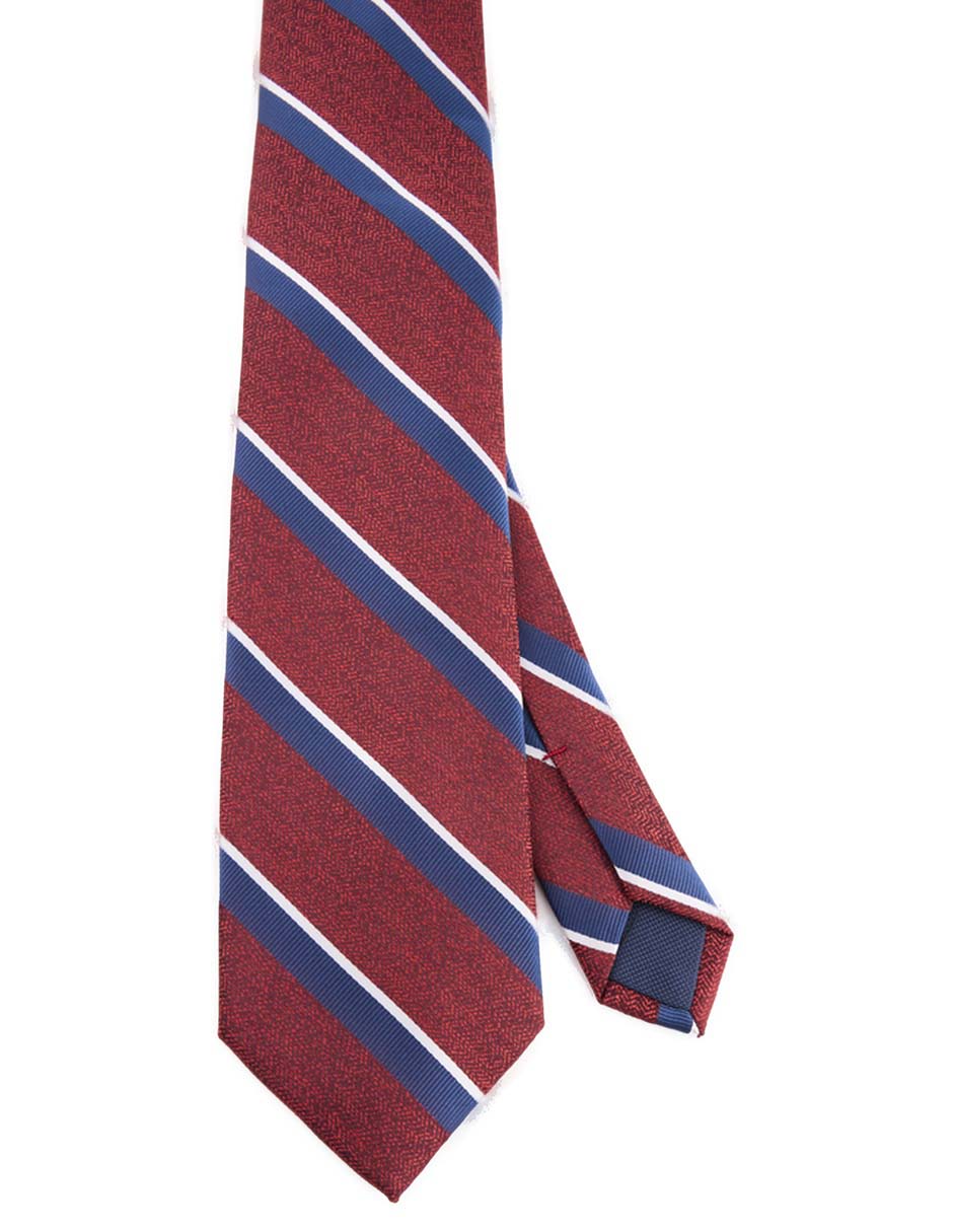 Corbata regular de seda estampado a rayas para hombre