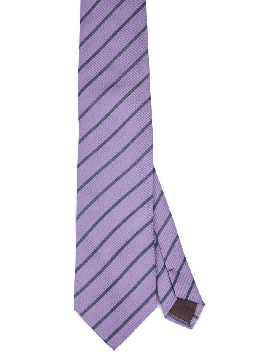 Corbata regular de seda estampado a rayas para hombre