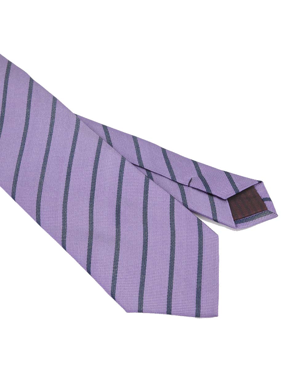 Corbata regular de seda estampado a rayas para hombre