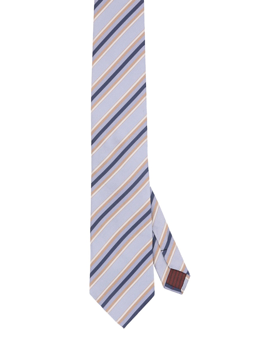 Corbata regular de seda estampado a rayas para hombre