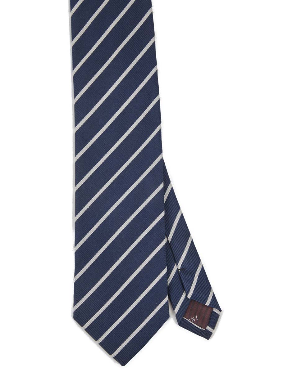 Corbata regular de seda estampado a rayas para hombre