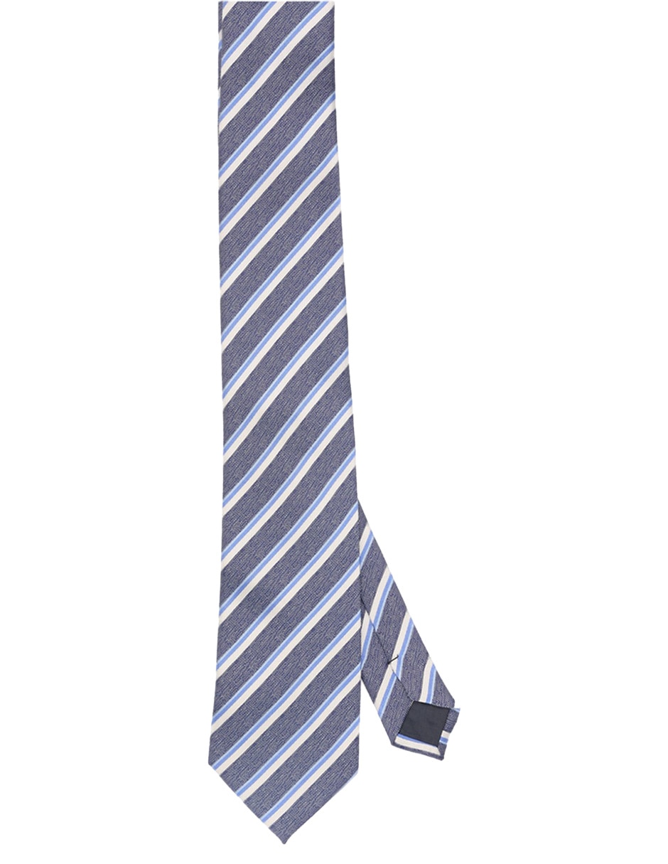 Corbata regular de seda estampado a rayas para hombre