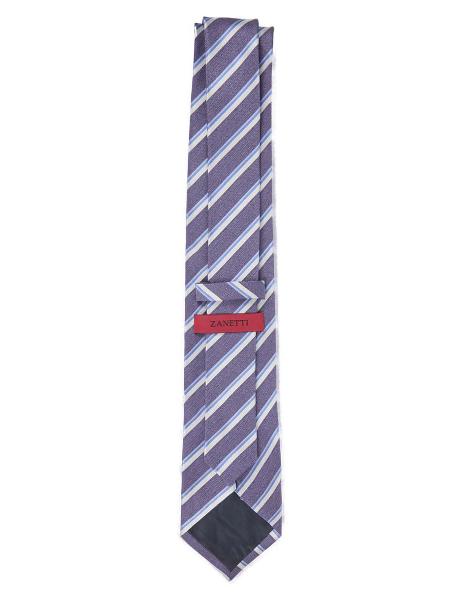 Corbata slim de seda estampado a rayas para hombre 3