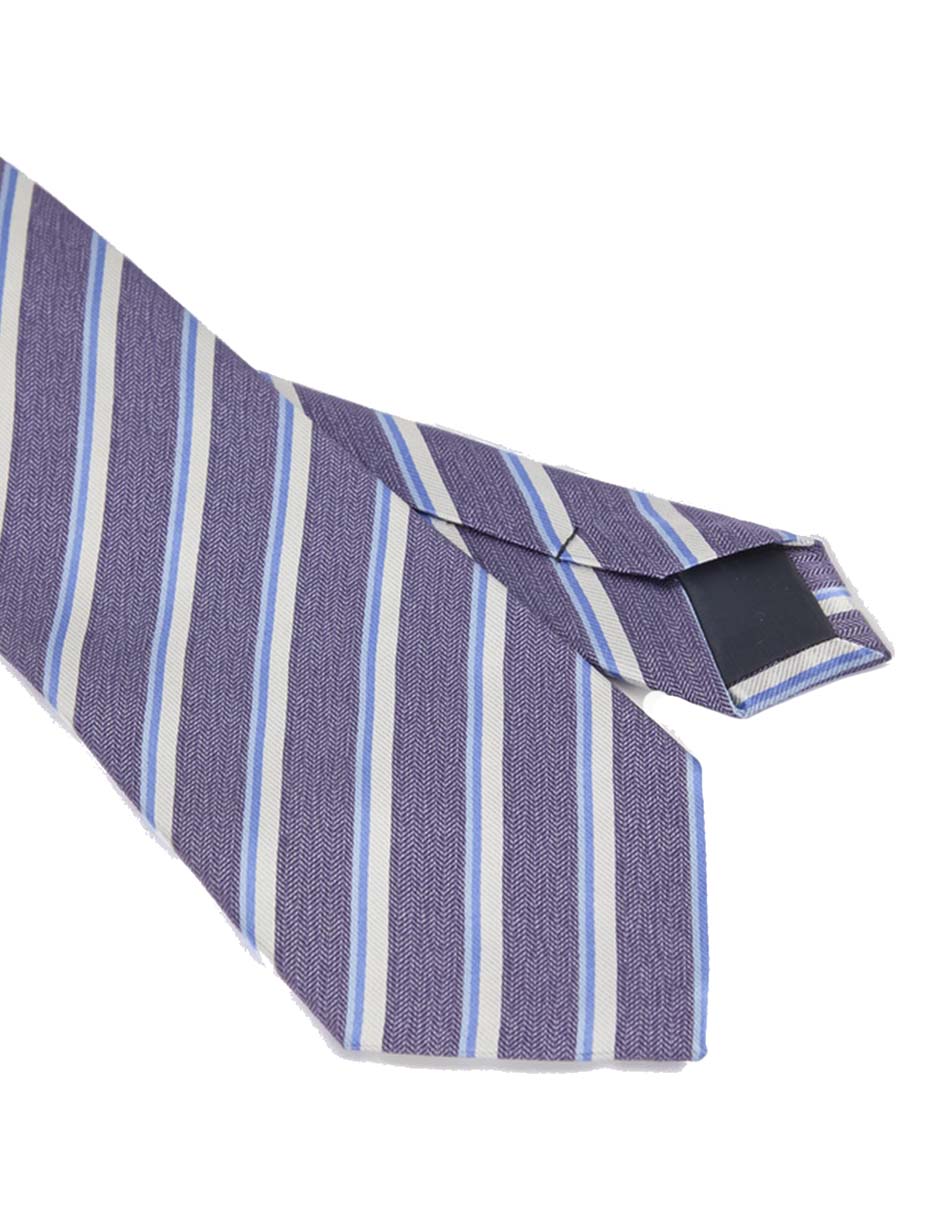Corbata slim de seda estampado a rayas para hombre 2
