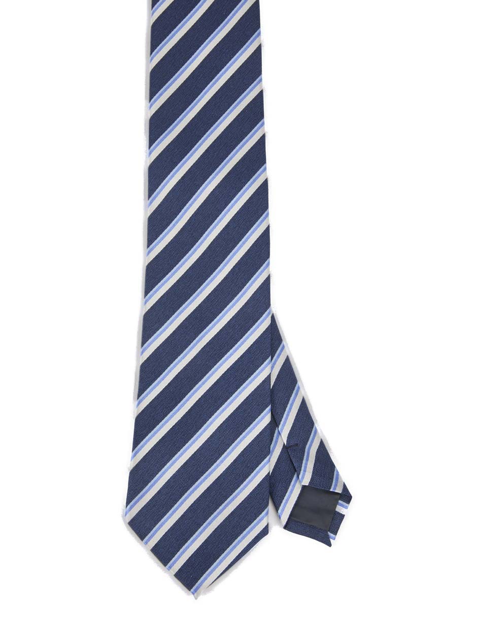 Corbata slim de seda estampado a rayas para hombre
