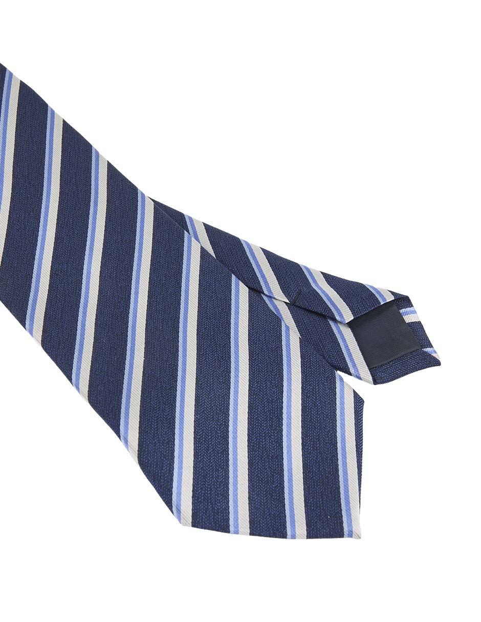 Corbata slim de seda estampado a rayas para hombre 2