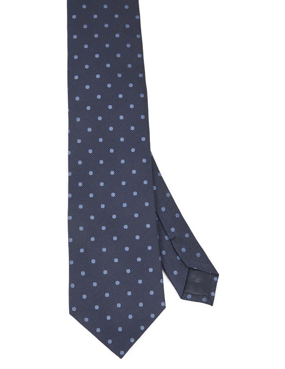 Corbata slim de seda estampado lunares para hombre