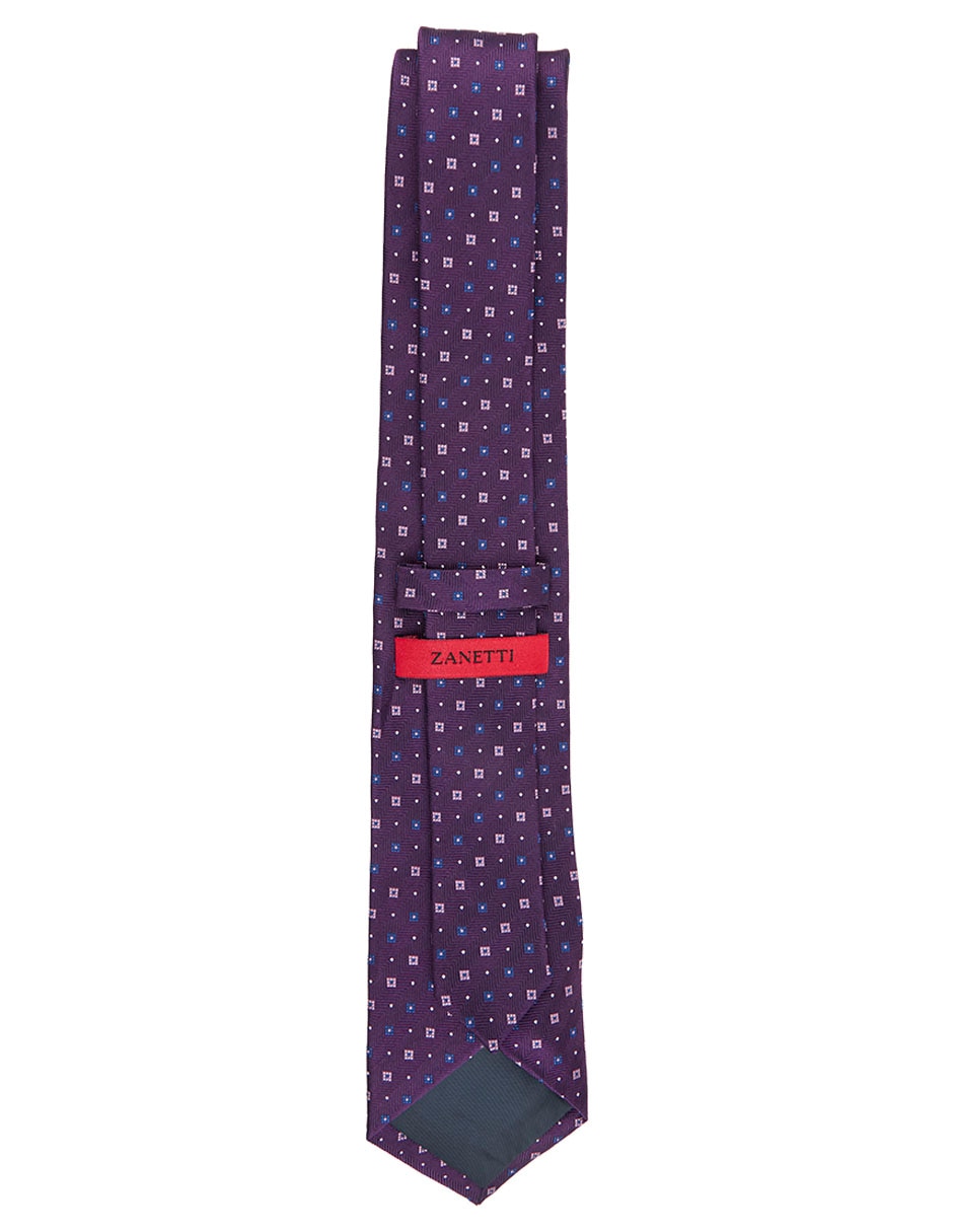 Corbata regular de seda estampado rombos para hombre 3