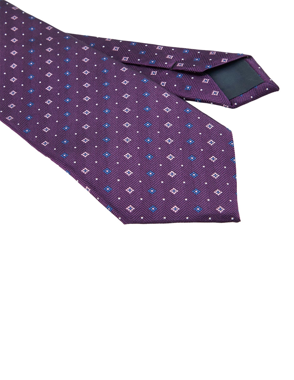 Corbata regular de seda estampado rombos para hombre 2