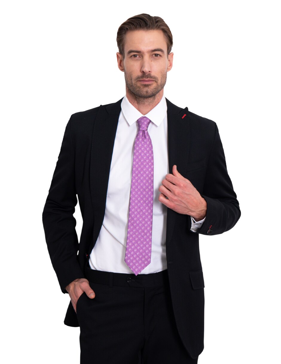 Corbata regular de seda estampado para hombre 4