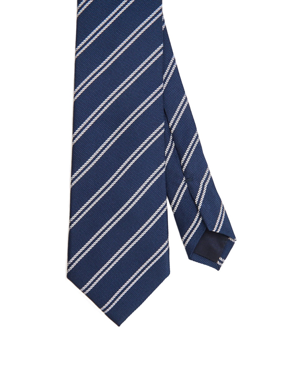 Corbata regular de seda estampado a rayas para hombre