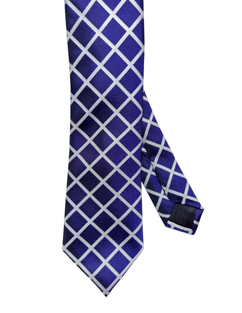 Corbata regular de seda estampado a cuadros para hombre