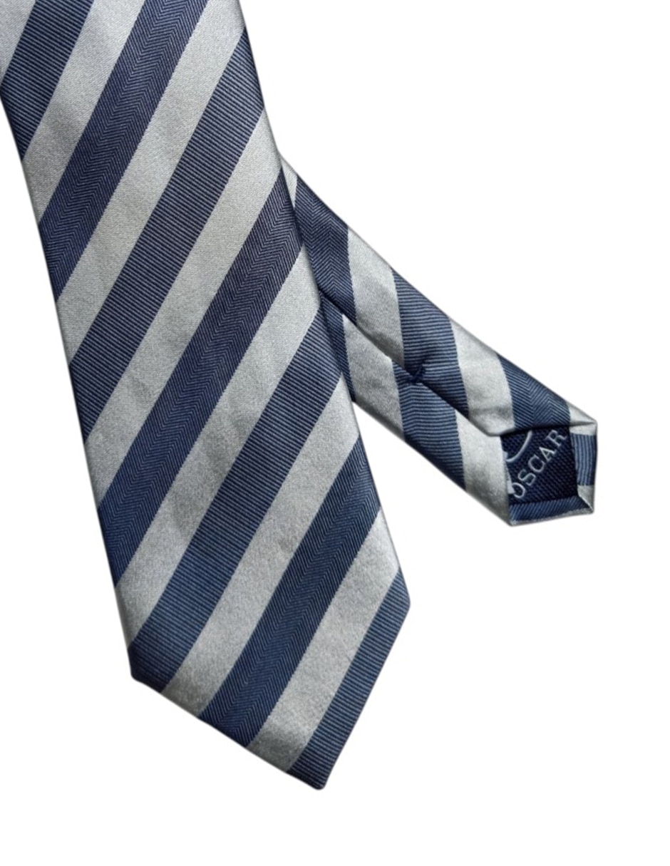 Corbata regular de seda estampado a rayas para hombre 3