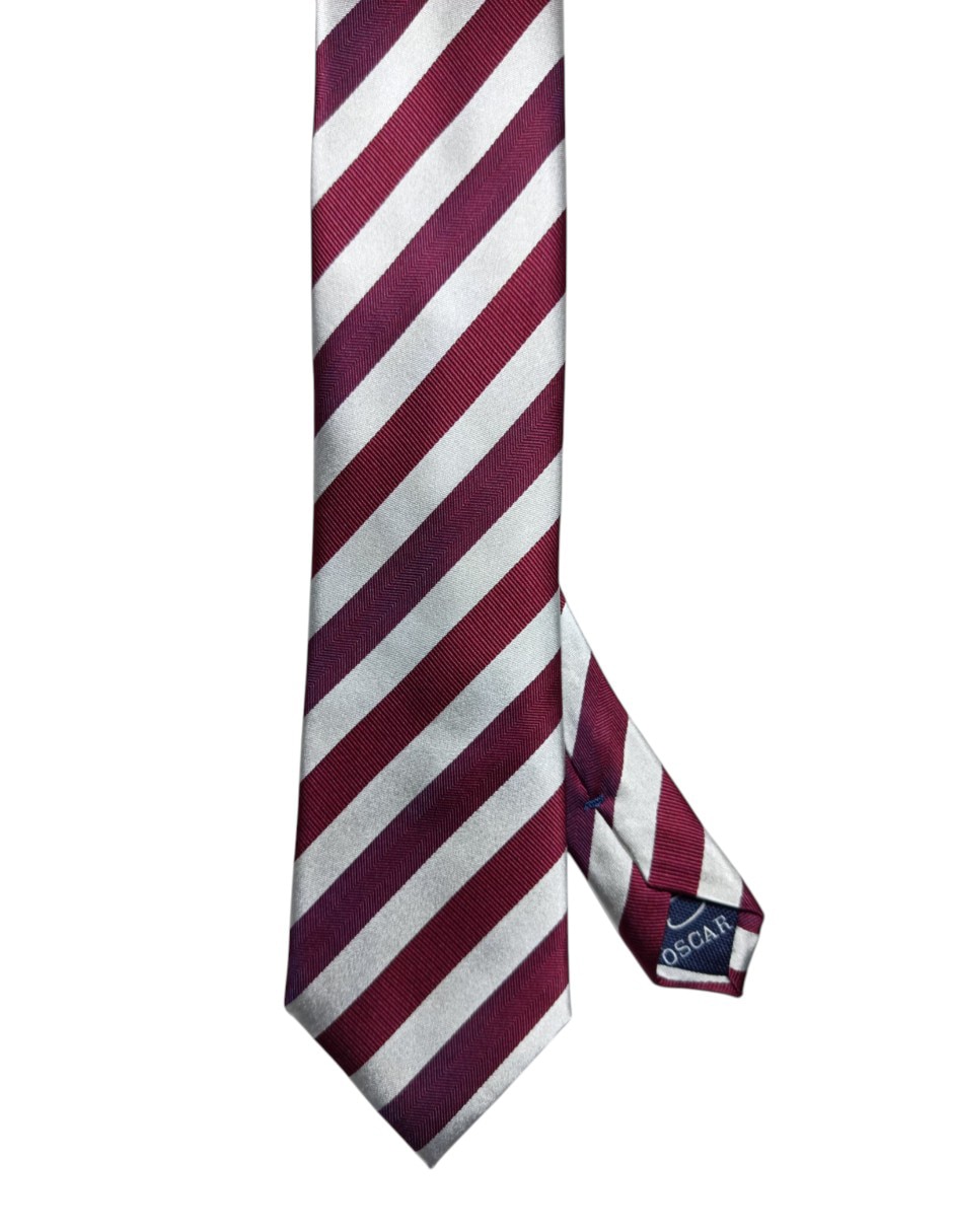 Corbata Oscar De La Renta regular de seda estampada a rayas para hombre 1