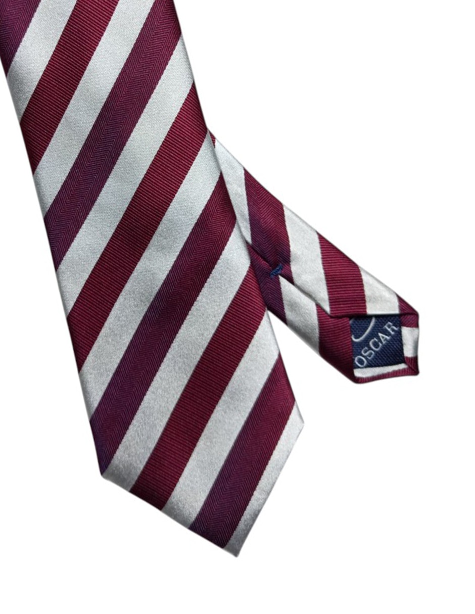 Corbata Oscar De La Renta regular de seda estampada a rayas para hombre 2