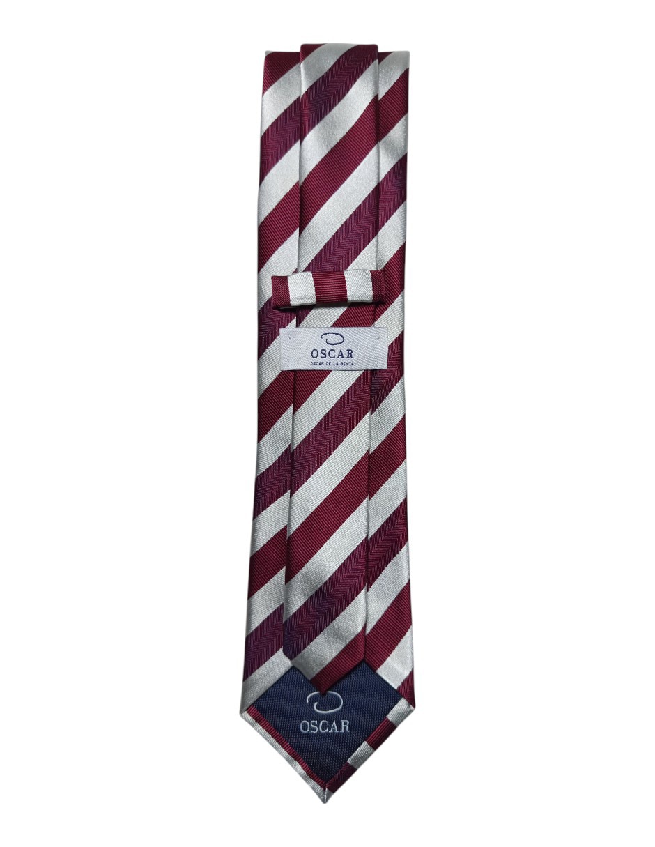 Corbata Oscar De La Renta regular de seda estampada a rayas para hombre 3