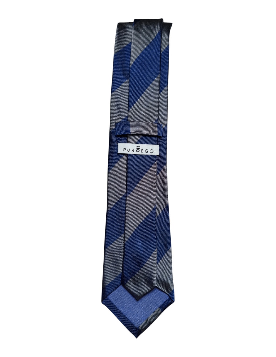 Corbata puroego regular de seda estampado a rayas para hombre